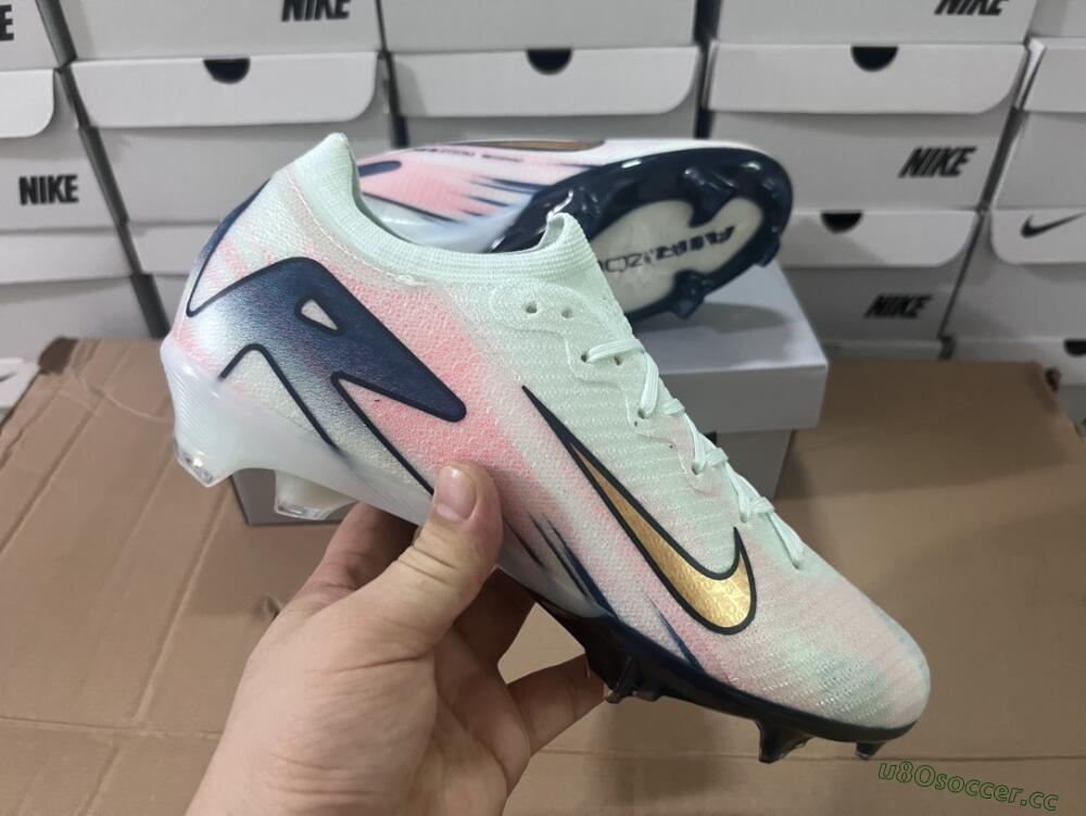 Unisex Nike Air Zoom Mercurial Vapor 16 Elite FG Firm Ground Low-Tops Football Boots - White/Pink/Blue