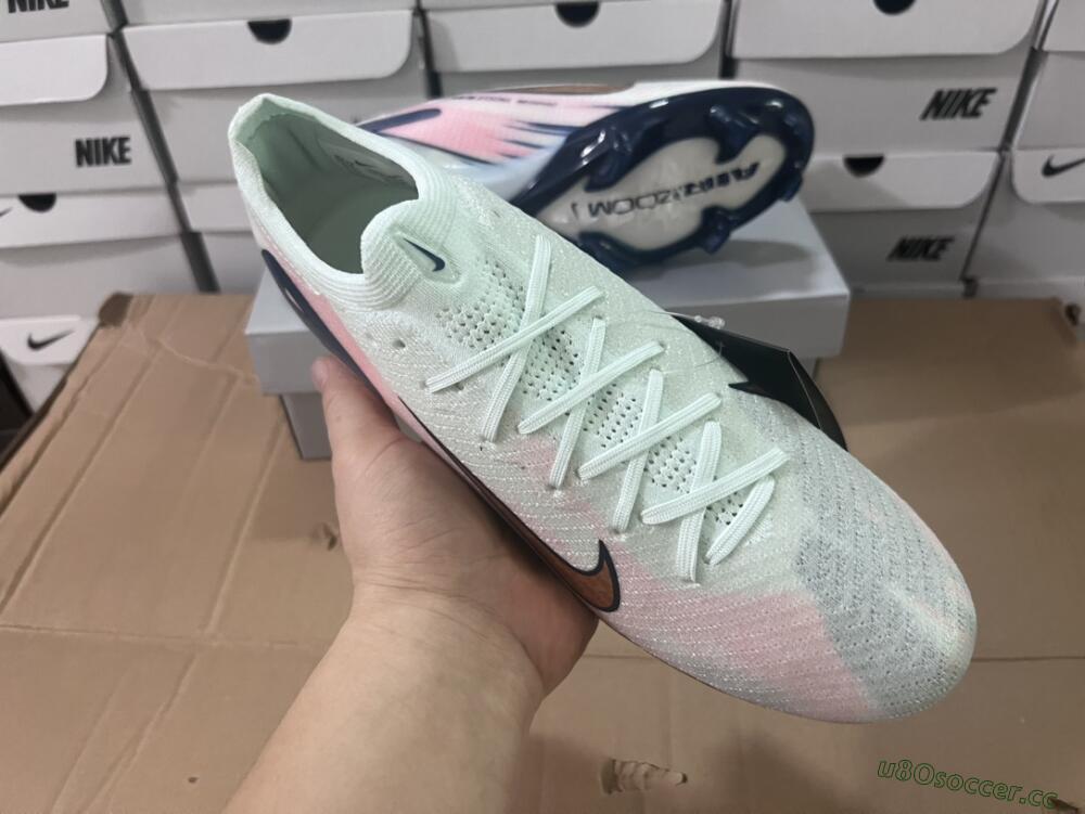 Unisex Nike Air Zoom Mercurial Vapor 16 Elite FG Firm Ground Low-Tops Football Boots - White/Pink/Blue