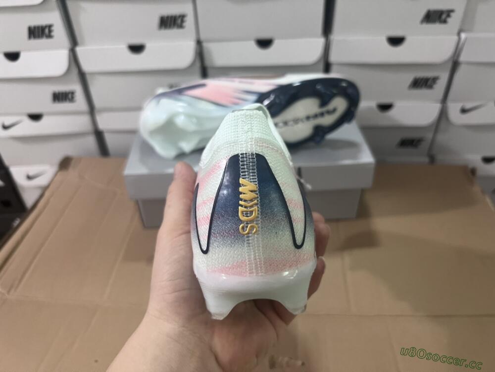 Unisex Nike Air Zoom Mercurial Vapor 16 Elite FG Firm Ground Low-Tops Football Boots - White/Pink/Blue