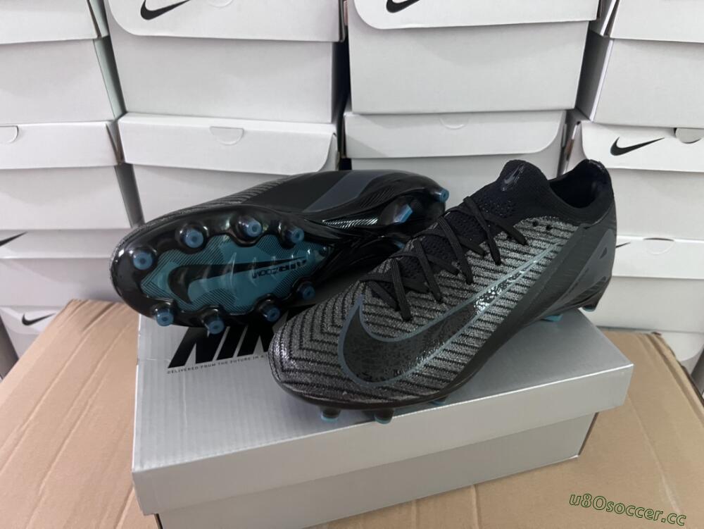 Unisex Nike Air Zoom Mercurial Vapor 16 Elite AG Artificial Grass Low-Tops Football Boots - Black/Grey/Blue