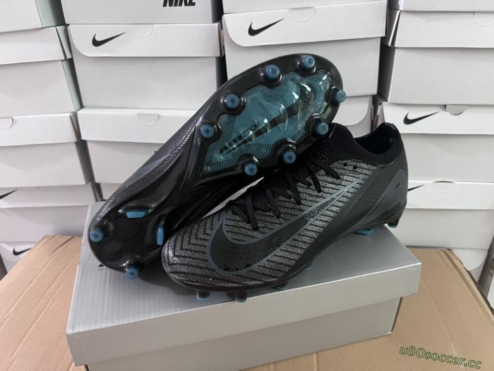 Unisex Nike Air Zoom Mercurial Vapor 16 Elite AG Artificial Grass Low-Tops Football Boots - Black/Grey/Blue