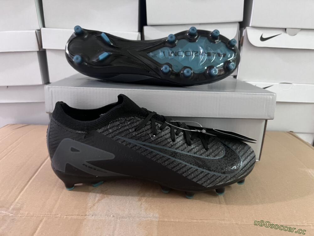 Unisex Nike Air Zoom Mercurial Vapor 16 Elite AG Artificial Grass Low-Tops Football Boots - Black/Grey/Blue