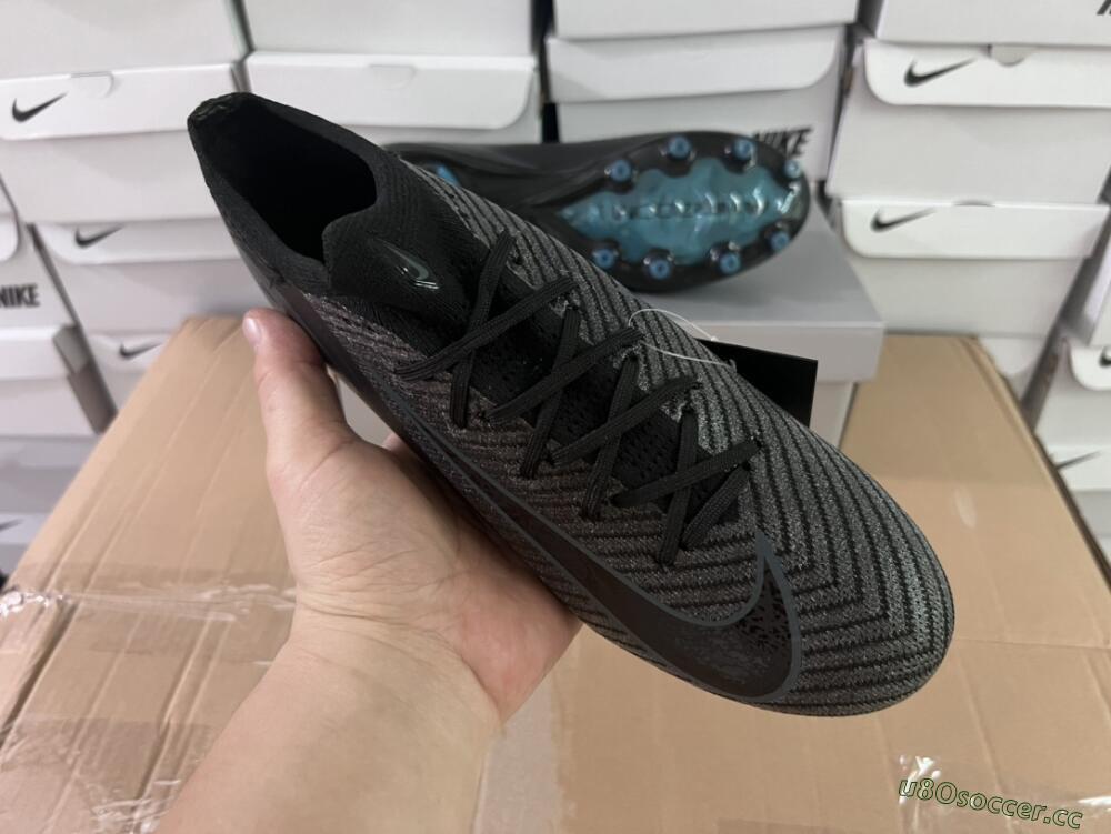 Unisex Nike Air Zoom Mercurial Vapor 16 Elite AG Artificial Grass Low-Tops Football Boots - Black/Grey/Blue
