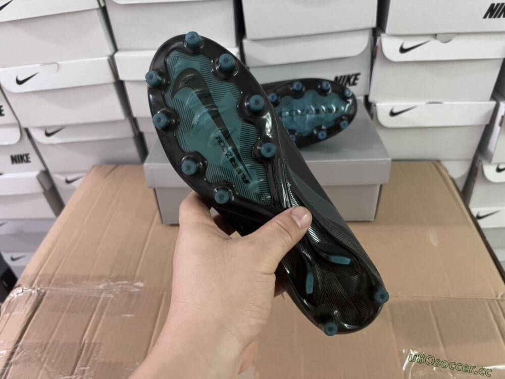 Unisex Nike Air Zoom Mercurial Vapor 16 Elite AG Artificial Grass Low-Tops Football Boots - Black/Grey/Blue