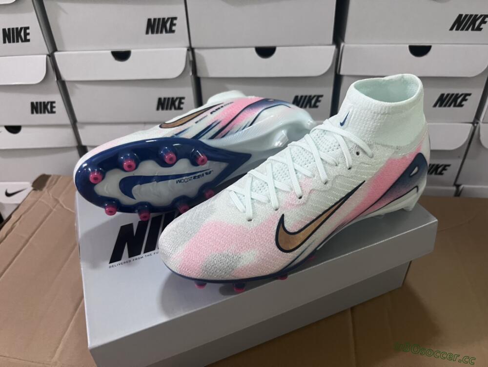 Unisex Nike Air Zoom Mercurial Superfly 10 Elite AG Artificial Grass High-Tops Football Boots - Jade/Yellow/Pink/Blue