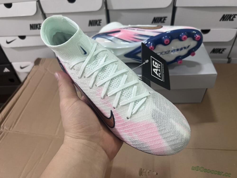 Unisex Nike Air Zoom Mercurial Superfly 10 Elite AG Artificial Grass High-Tops Football Boots - Jade/Yellow/Pink/Blue