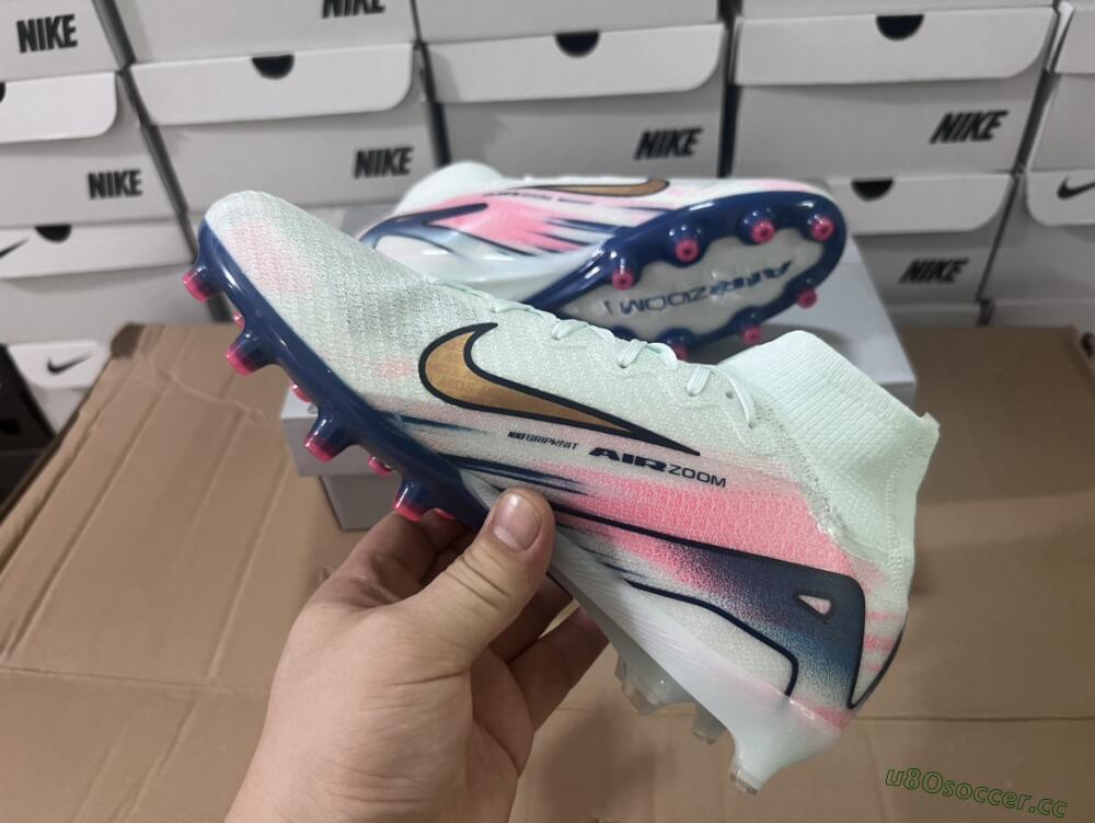 Unisex Nike Air Zoom Mercurial Superfly 10 Elite AG Artificial Grass High-Tops Football Boots - Jade/Yellow/Pink/Blue