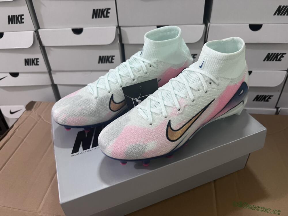 Unisex Nike Air Zoom Mercurial Superfly 10 Elite AG Artificial Grass High-Tops Football Boots - Jade/Yellow/Pink/Blue
