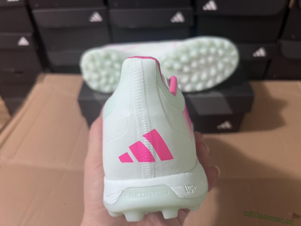 Men's Adidas Predator 24 Elite TF Artificial Turf Low-Tops Football Shoes - White/Pink/Blue/Yellow