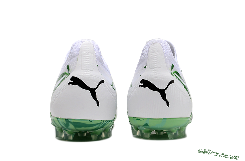 Men's Puma Ultra Ultimate MG Multi Ground Low-Tops Football Boots - White/Black/Green 5