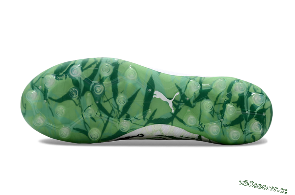 Men's Puma Ultra Ultimate MG Multi Ground Low-Tops Football Boots - White/Black/Green 6