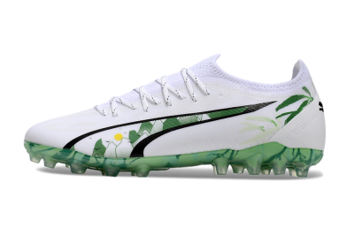 Men's Puma Ultra Ultimate MG Multi Ground Low-Tops Football Boots - White/Black/Green