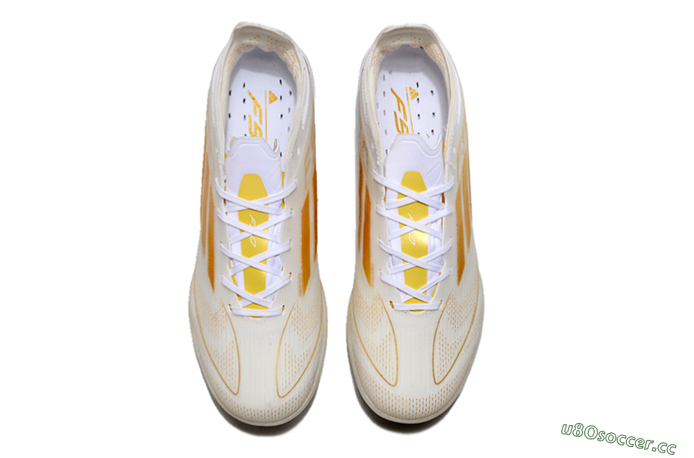 Unisex Adidas F50 Elite TF Artificial Turf Low-Tops Football Shoes - White/Gold 4