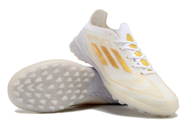 Unisex Adidas F50 Elite TF Artificial Turf Low-Tops Football Shoes - White/Gold