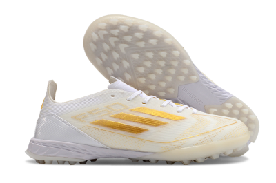 Unisex Adidas F50 Elite TF Artificial Turf Low-Tops Football Shoes - White/Gold