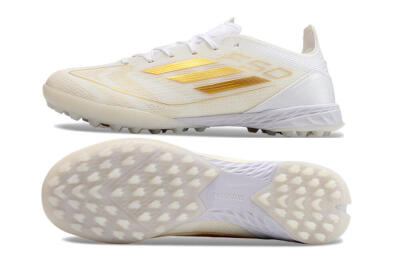 Unisex Adidas F50 Elite TF Artificial Turf Low-Tops Football Shoes - White/Gold