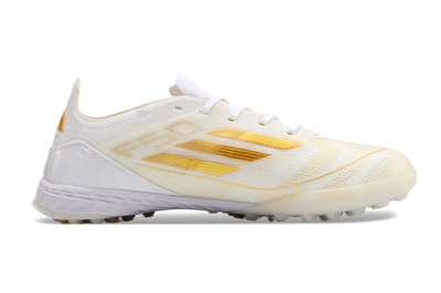 Unisex Adidas F50 Elite TF Artificial Turf Low-Tops Football Shoes - White/Gold