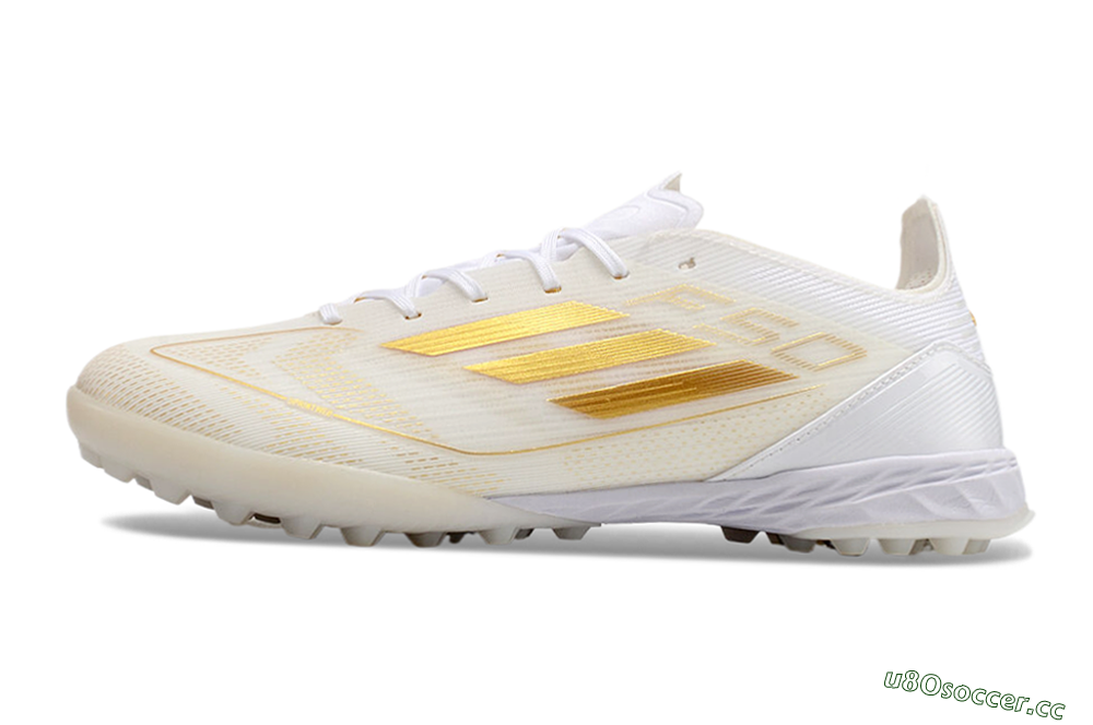Unisex Adidas F50 Elite TF Artificial Turf Low-Tops Football Shoes - White/Gold 0