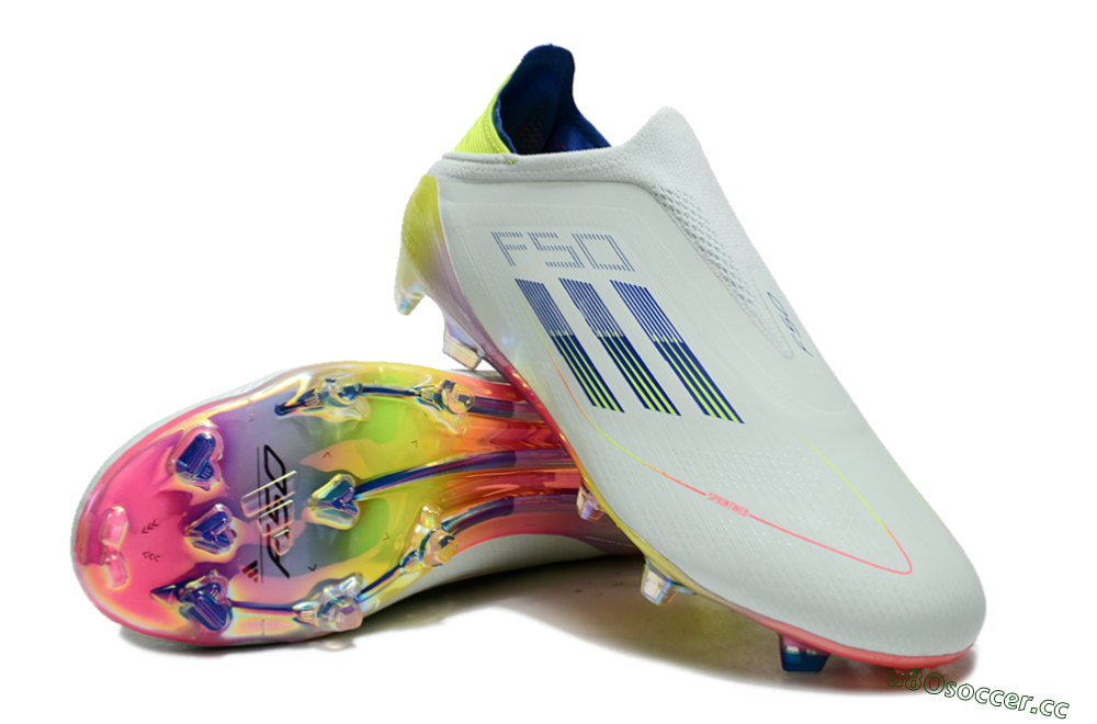 Unisex Adidas F50 Elite Laceless FG Firm Ground Low-Tops Football Boots - Jade/Blue/Yellow 3