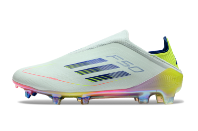 Unisex Adidas F50 Elite Laceless FG Firm Ground Low-Tops Football Boots - Jade/Blue/Yellow