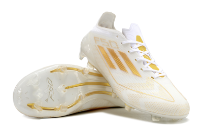 Unisex Adidas F50 Elite FG Firm Ground Low-Tops Football Boots - White/Gold