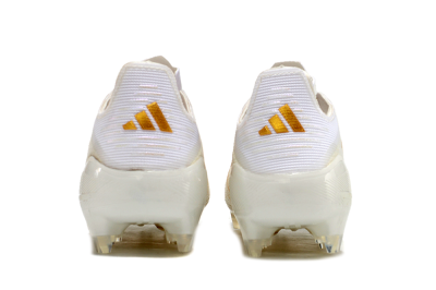 Unisex Adidas F50 Elite FG Firm Ground Low-Tops Football Boots - White/Gold