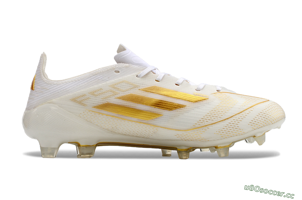 Unisex Adidas F50 Elite FG Firm Ground Low-Tops Football Boots - White/Gold 7