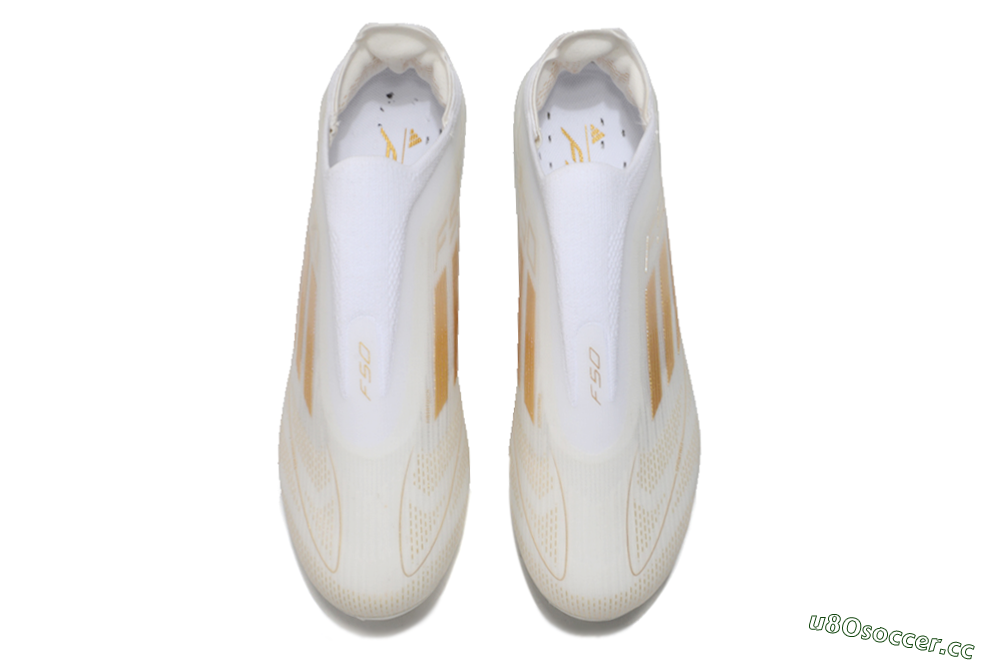 Unisex Adidas F50 Elite Laceless FG Firm Ground Low-Tops Football Boots - White/Gold 4