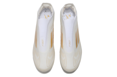 Unisex Adidas F50 Elite Laceless FG Firm Ground Low-Tops Football Boots - White/Gold