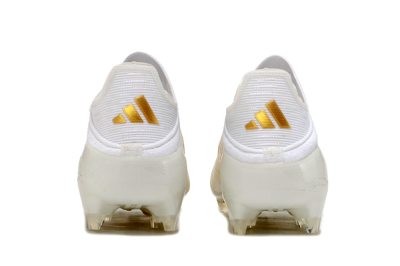 Unisex Adidas F50 Elite Laceless FG Firm Ground Low-Tops Football Boots - White/Gold
