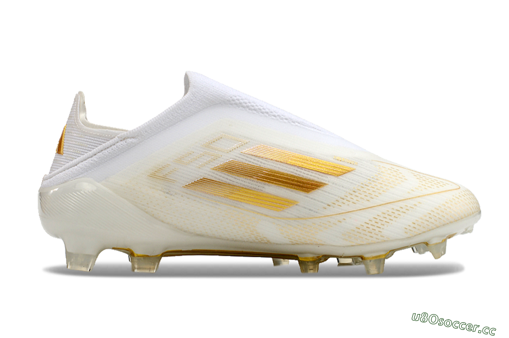 Unisex Adidas F50 Elite Laceless FG Firm Ground Low-Tops Football Boots - White/Gold 7