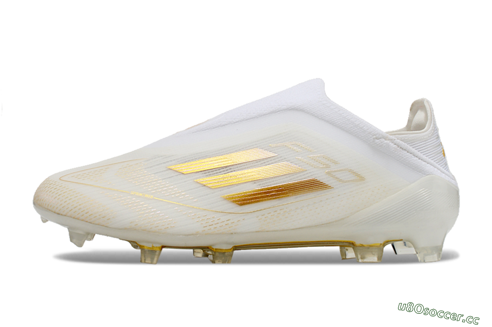 Unisex Adidas F50 Elite Laceless FG Firm Ground Low-Tops Football Boots - White/Gold 0