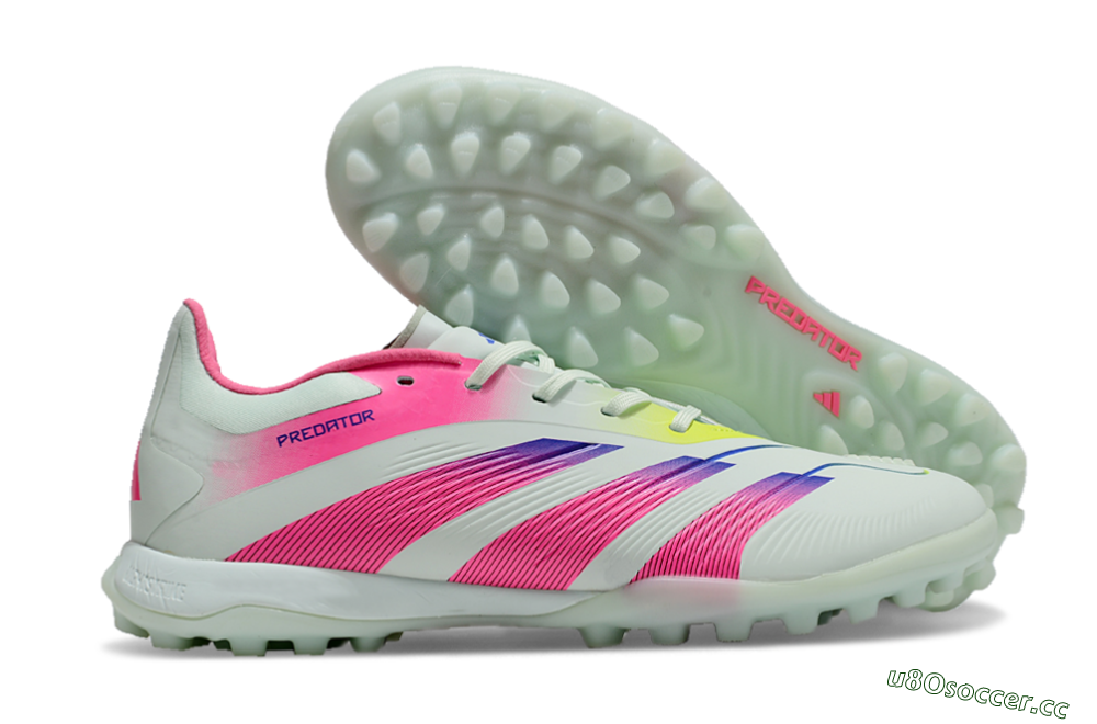 Unisex Adidas Predator 24 Elite TF Artificial Turf Low-Tops Football Shoes - Jade/Pink/Purple 2
