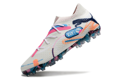 Men's Puma Future Ultimate MG Multi Ground Low-Tops Football Boots - White/Pink/Blue