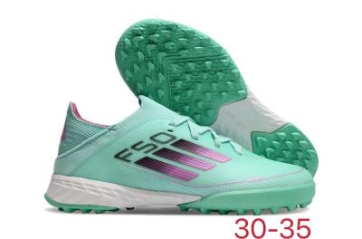 Kids Adidas F50 Elite TF Artificial Turf Low-Tops Football Shoes - Jade/Purple/White
