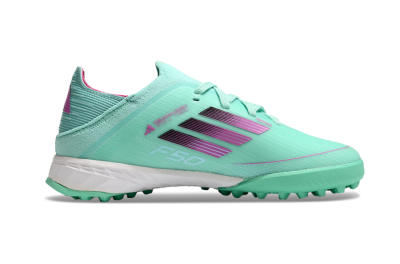 Kids Adidas F50 Elite TF Artificial Turf Low-Tops Football Shoes - Jade/Purple/White