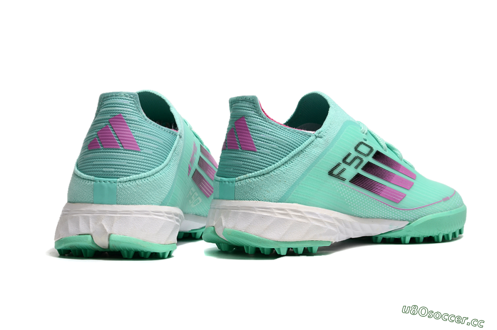 Kids Adidas F50 Elite TF Artificial Turf Low-Tops Football Shoes - Jade/Purple/White 7