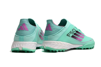 Kids Adidas F50 Elite TF Artificial Turf Low-Tops Football Shoes - Jade/Purple/White