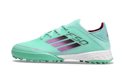 Kids Adidas F50 Elite TF Artificial Turf Low-Tops Football Shoes - Jade/Purple/White