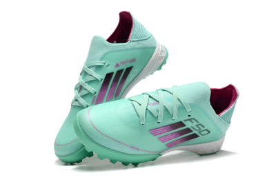 Kids Adidas F50 Elite TF Artificial Turf Low-Tops Football Shoes - Jade/Purple/White