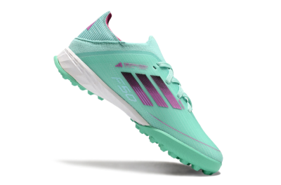 Kids Adidas F50 Elite TF Artificial Turf Low-Tops Football Shoes - Jade/Purple/White