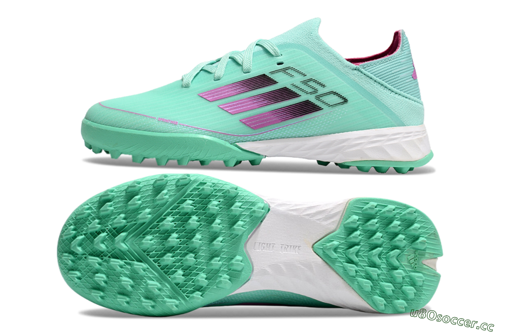 Kids Adidas F50 Elite TF Artificial Turf Low-Tops Football Shoes - Jade/Purple/White 1