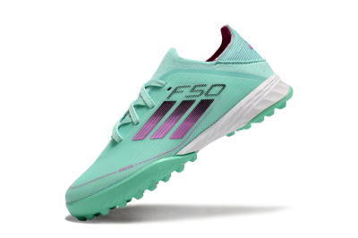 Kids Adidas F50 Elite TF Artificial Turf Low-Tops Football Shoes - Jade/Purple/White