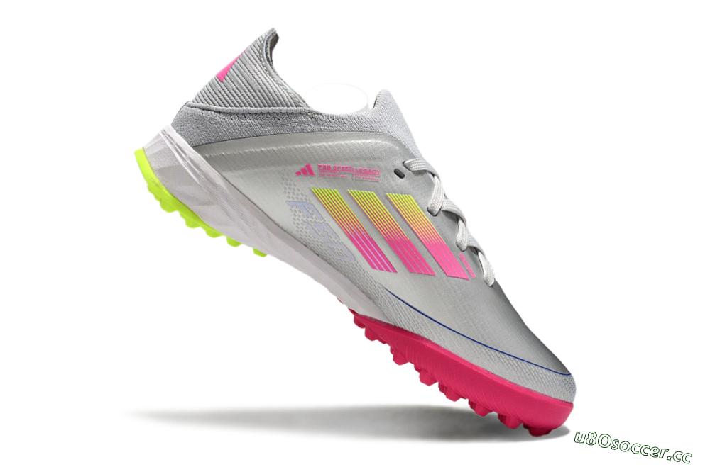 Kids Adidas F50 Elite TF Artificial Turf Low-Tops Football Shoes - Silver/Pink/Yellow 4
