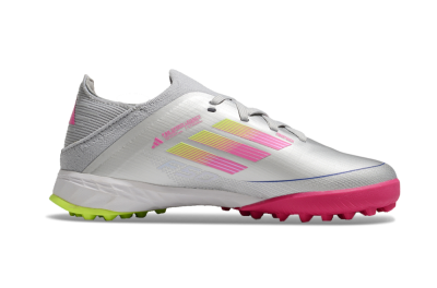 Kids Adidas F50 Elite TF Artificial Turf Low-Tops Football Shoes - Silver/Pink/Yellow