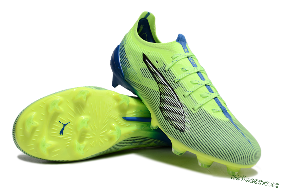 Men's Puma Ultra Ultimate FG Firm Ground Low-Tops Football Boots - Yellow/White/Blue 3