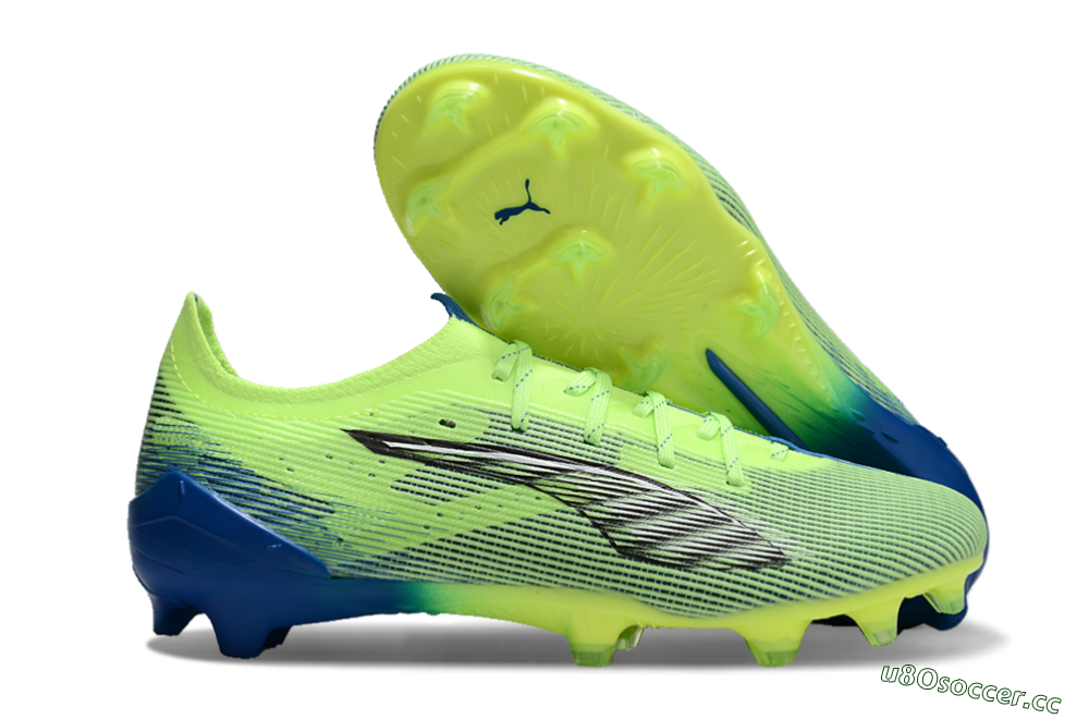 Men's Puma Ultra Ultimate FG Firm Ground Low-Tops Football Boots - Yellow/White/Blue 2