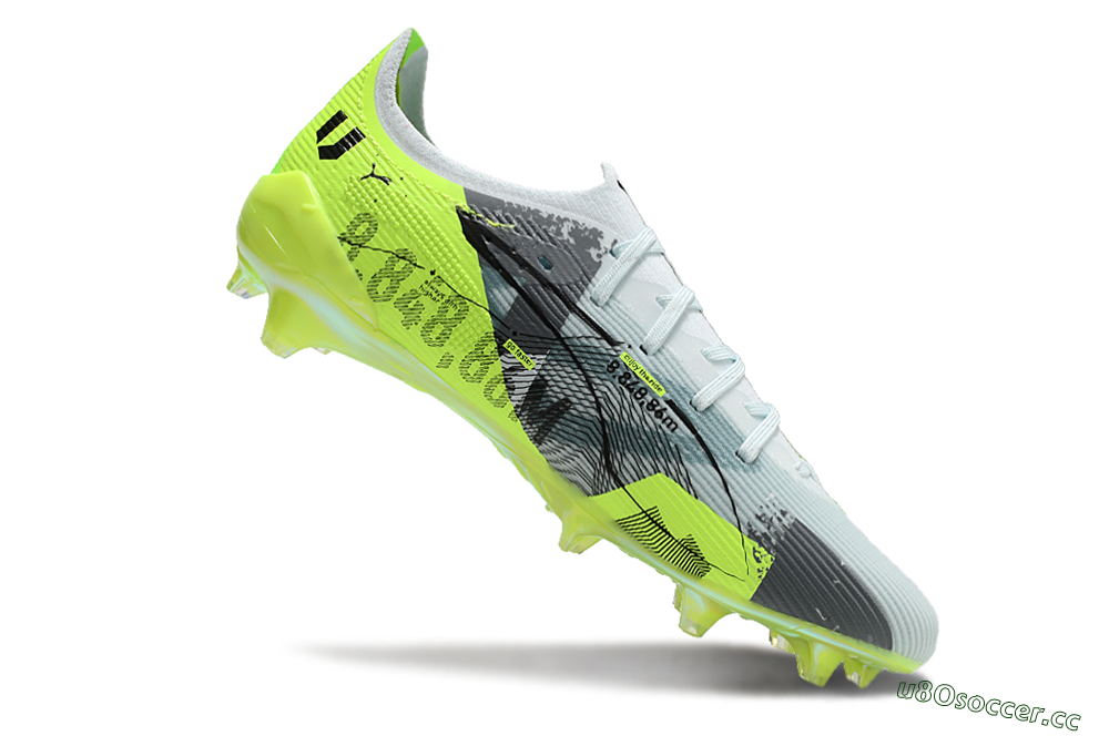 Men's Puma Ultra Ultimate FG Firm Ground Low-Tops Football Boots - Jade/White/Yellow 4
