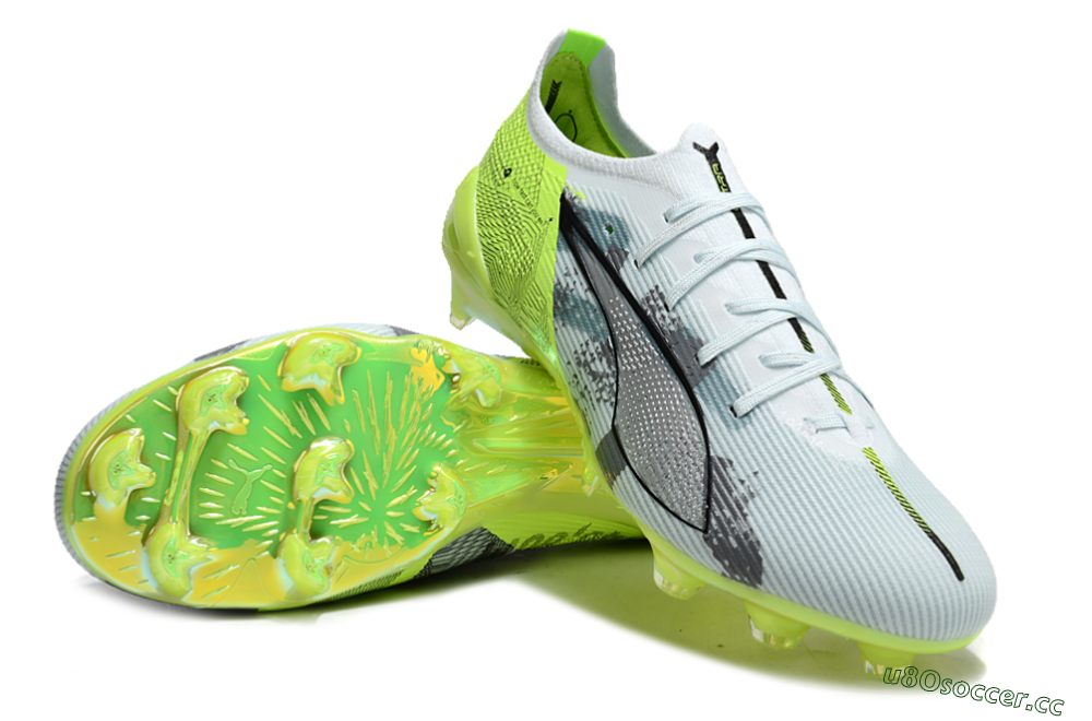 Men's Puma Ultra Ultimate FG Firm Ground Low-Tops Football Boots - Jade/White/Yellow 3