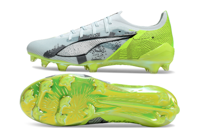 Men's Puma Ultra Ultimate FG Firm Ground Low-Tops Football Boots - Jade/White/Yellow